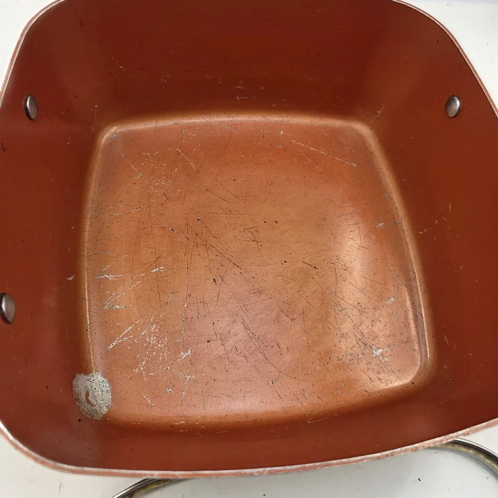 Copper Chef Square Deep Sauté Pan Glass Lid 11 Inch Non-Stick Induction Base L3